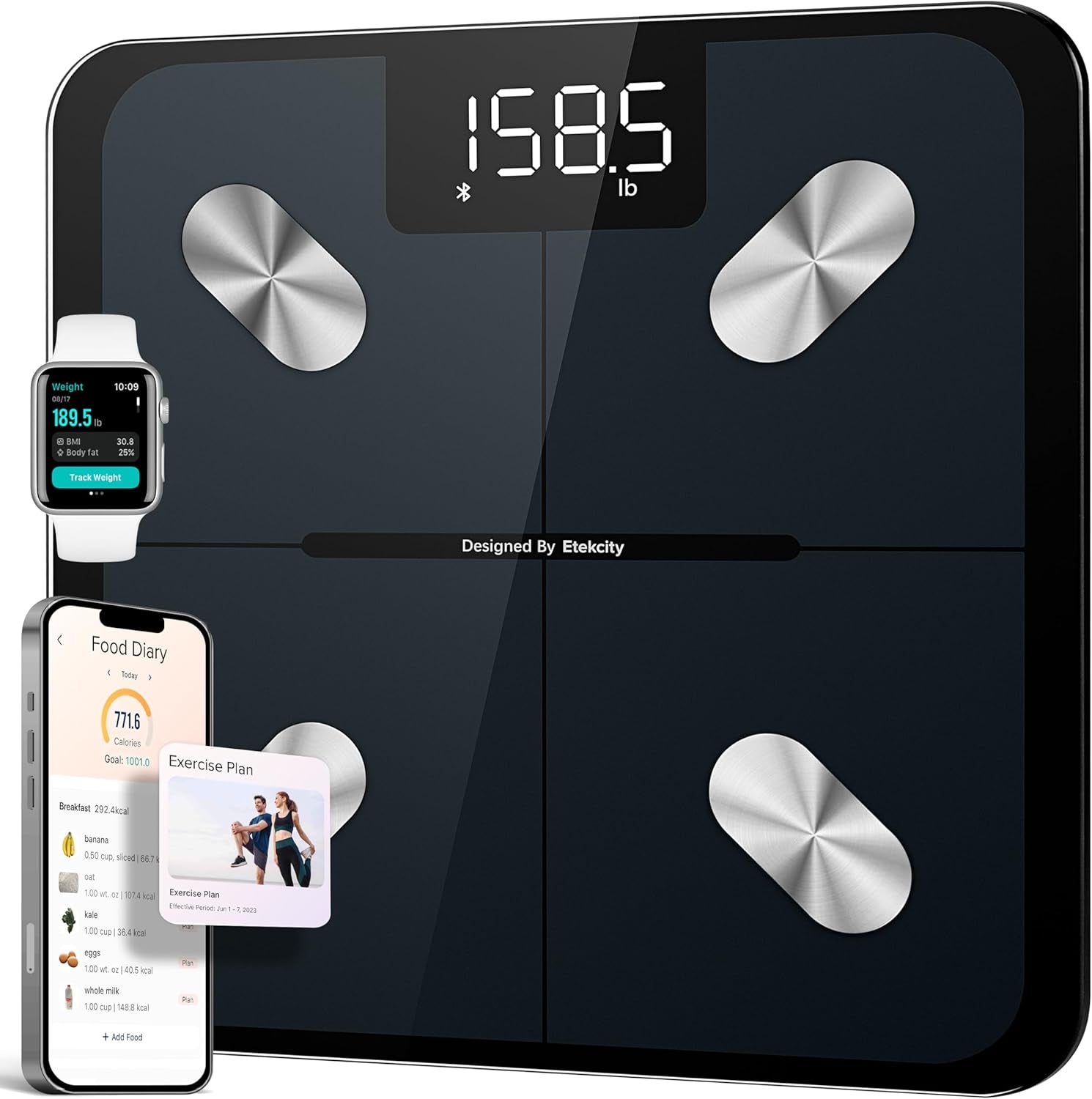 Smart Scale for Body Weight FSA HSA Store Eligible, Bathroom Digital Weighing Scale with BMI, Body Fat, Muscle Mass, Accurate Bluetooth Home User Health Equipment Sync Apps