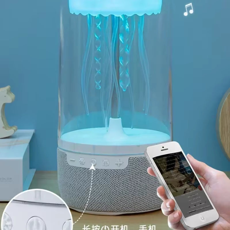 Creative Colorful Jellyfish Lamp Bluetooth Speaker Hifi Stereo 1800Mah Sports Jellyfish Speaker with Lights for Home Office