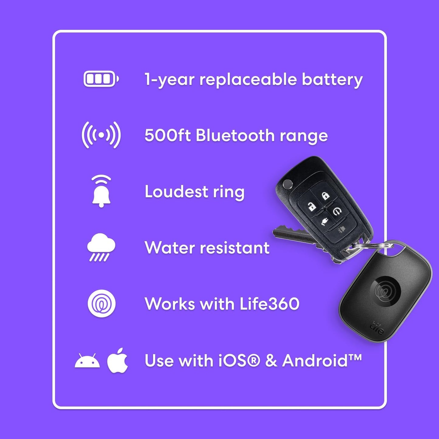 by Life360 Pro - Powerful Bluetooth Tracker, Key Finder and Item Locator for Keys, Bags and More. Both Ios and Android Compatible. Phone Finder. 1-Pack (Black)