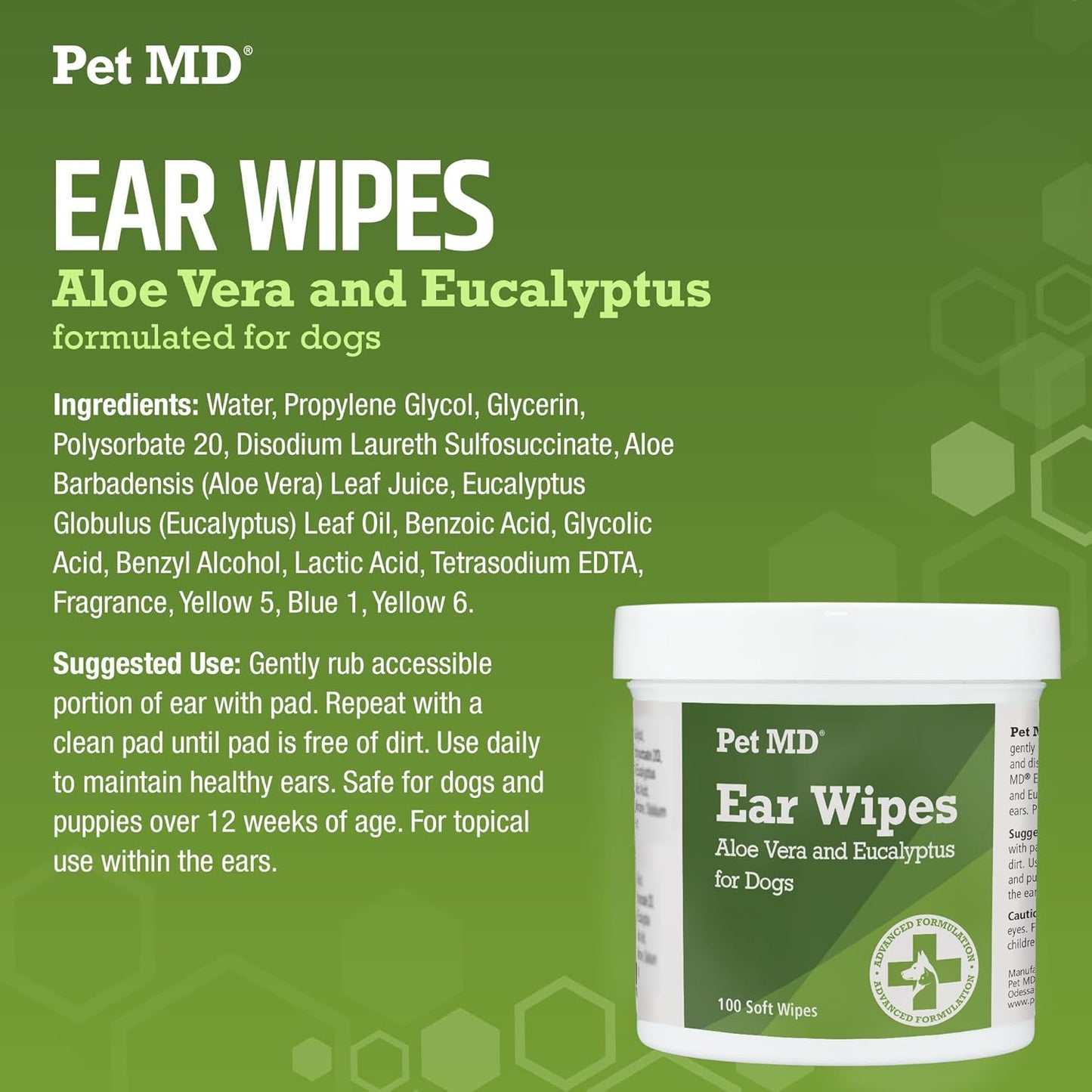 - Dog Ear Cleaner Wipes - Otic Cleanser for Dogs to Stop Ear Itching, and Infections with Aloe and Eucalyptus - 100 Count