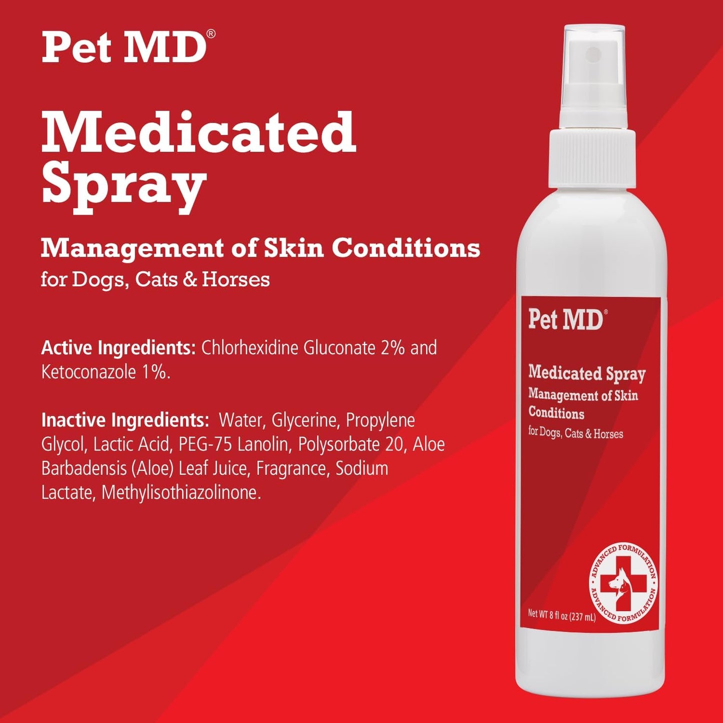 Topical Spray for Dogs, Cats, and Horses with Essential Fatty Acids, Aloe and Vitamin E - 8 Oz