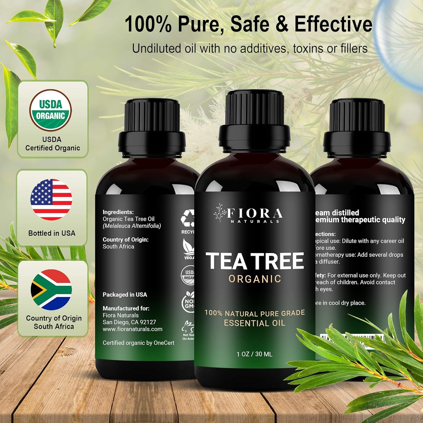 Tea Tree Essential Oil by - 100% Pure Organic Oil, for Face, Hair, Skin, Acne, Scalp, Foot and Toenails. Melaleuca Alternifolia, 1 Oz /30Ml