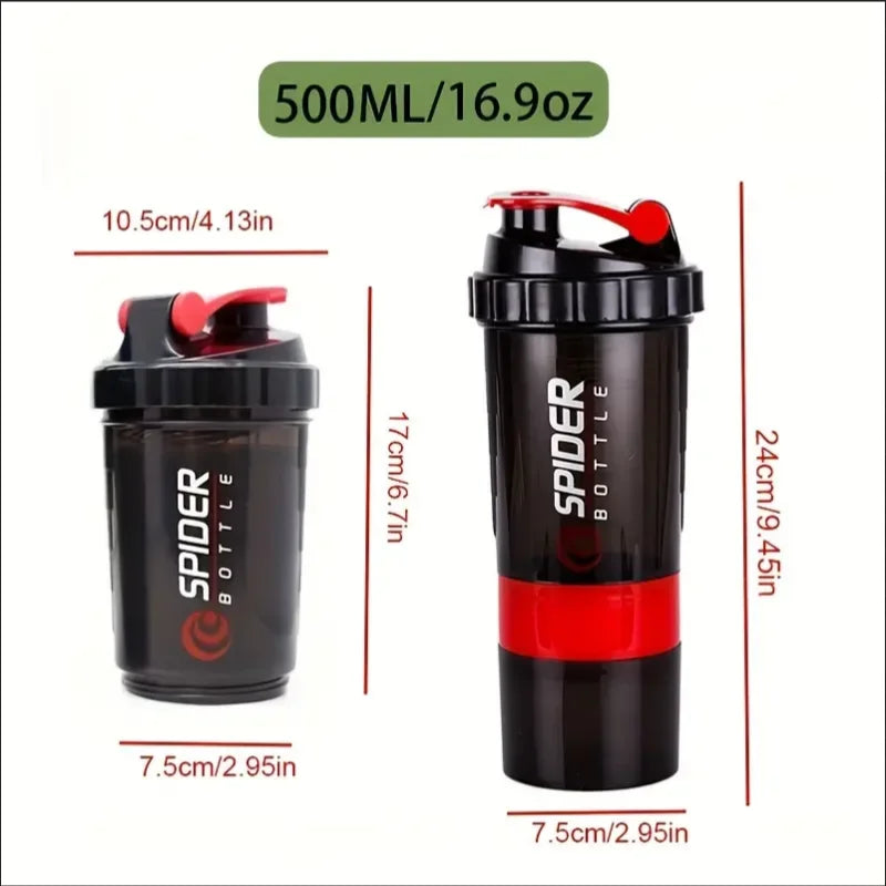 Shaker Bottle with Power Container 2 Tiers Protein Shakes Powder Shaker Bottle Sports Water Bottle Ideal for Sports Gym Fitness