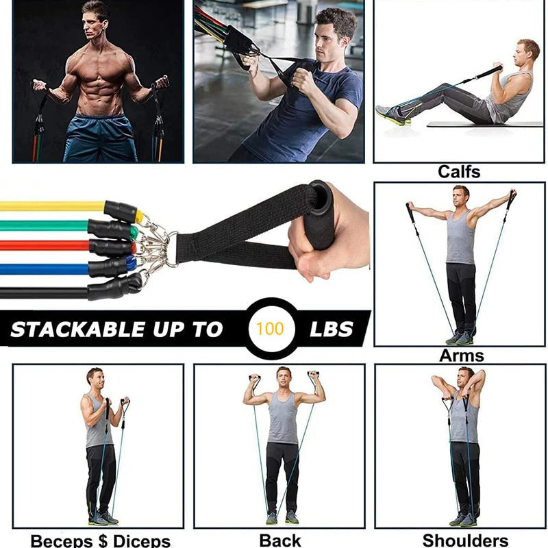 Resistance Bands Set Bodybuilding Home Gym Equipment Professional Weight Training Fitness Elastic Rubber Bands Workout Expander