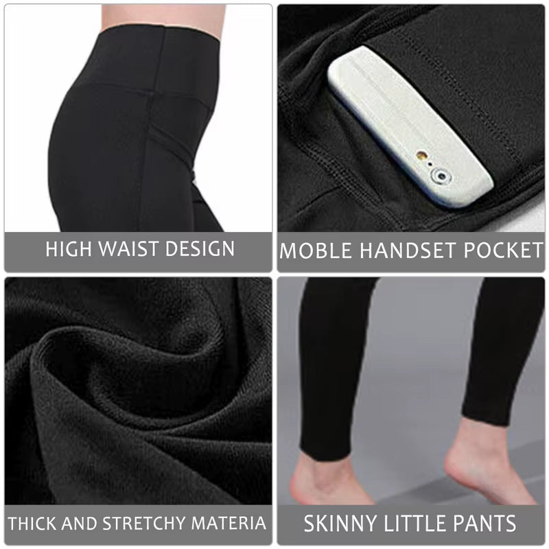 High Waist Elastic Workout Women Yoga Leggings Tummy Control Ruched Booty with Pocket Pants Seamless Gym Compression Tights