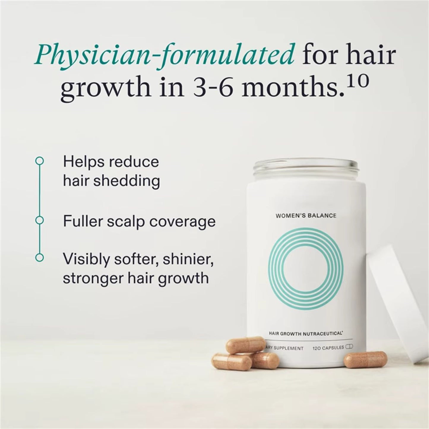 New Women'S Balance Hair Growth Supplements, Ages 45 and Up, Thicker Hair and Scalp Coverage, Dermatologist Recommended