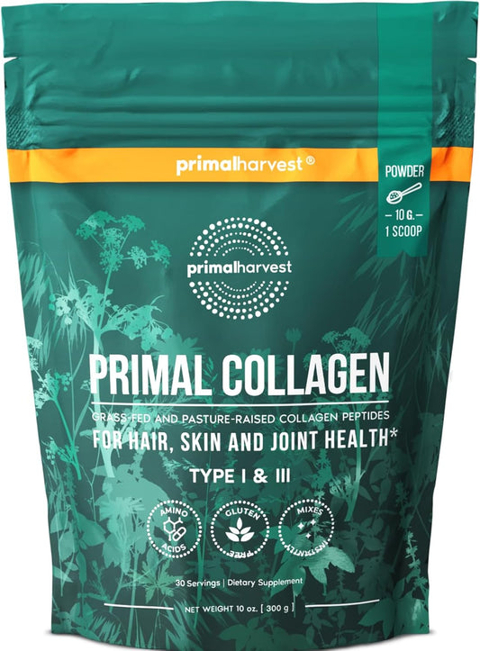 Collagen Powder for Women or Men Primal Collagen Peptides Powder Type I & III, 10 Oz Collagen Protein Powder for Hair, Skin, Nails (Single, Original)